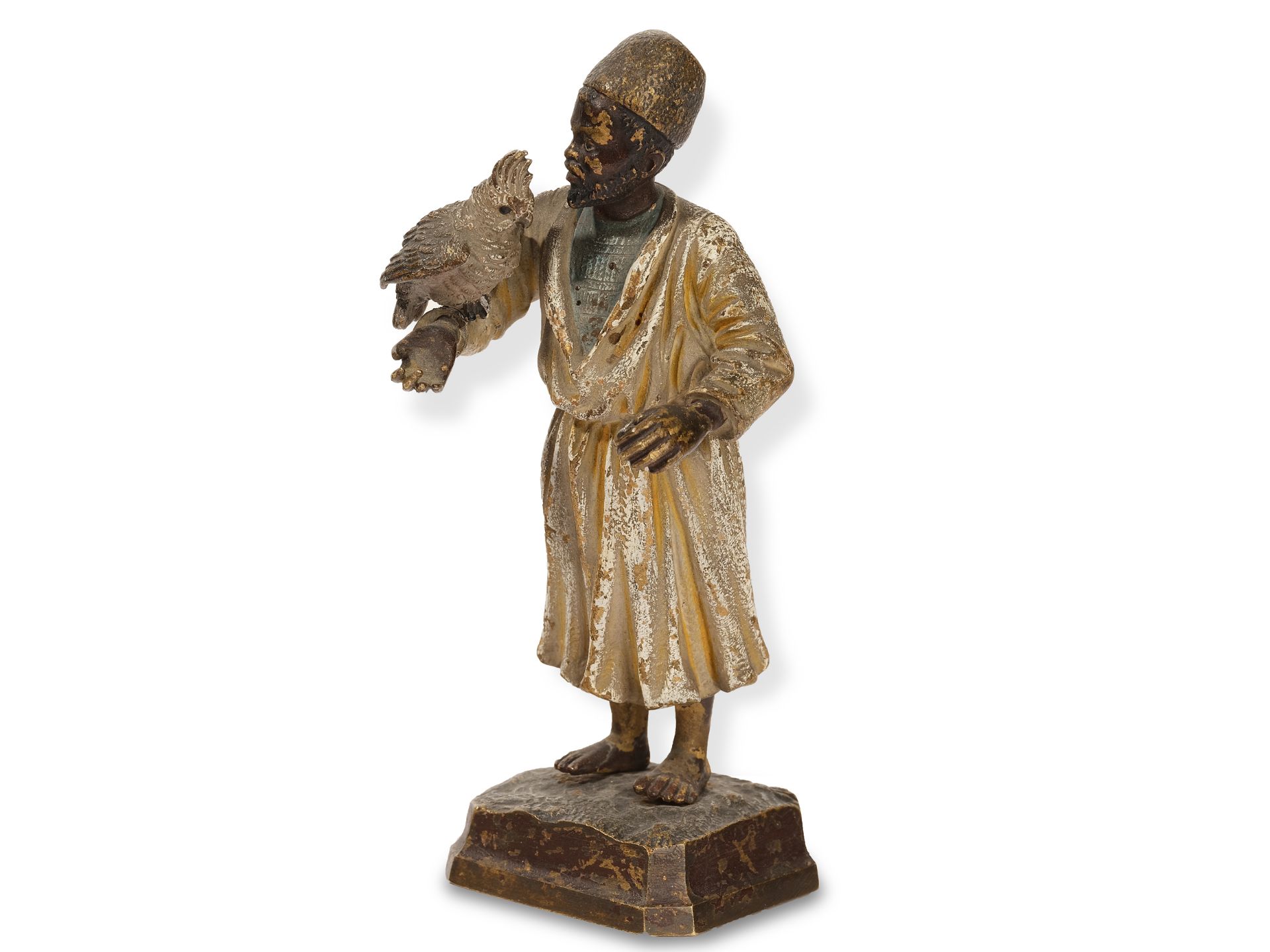 Wiener Bronze, 
Franz Xaver Bergmann 1861 – 1936, 
Arab with cockatoo - Image 2 of 6