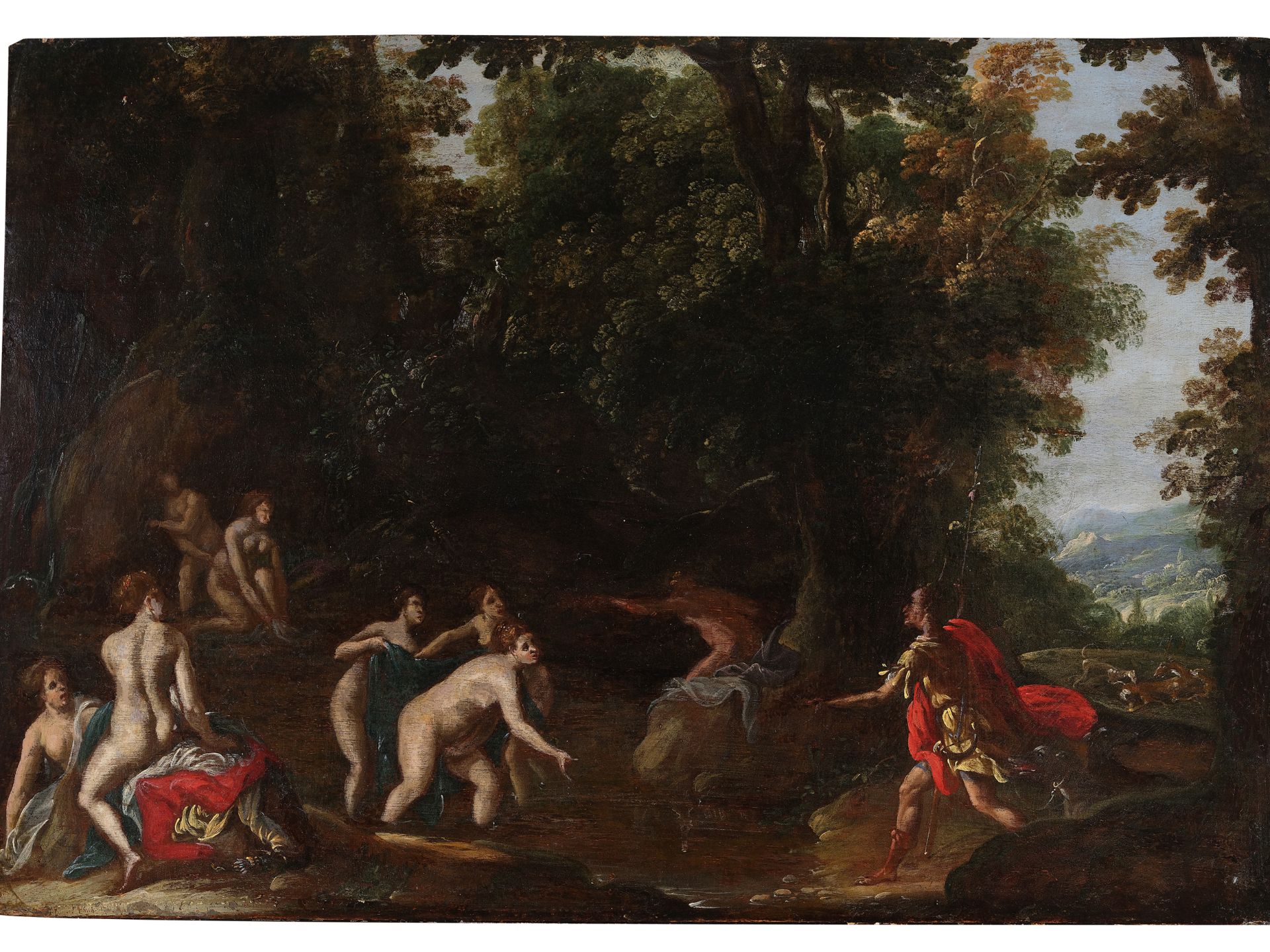 Diana resting after the hunt, Flemish painter, 17th century