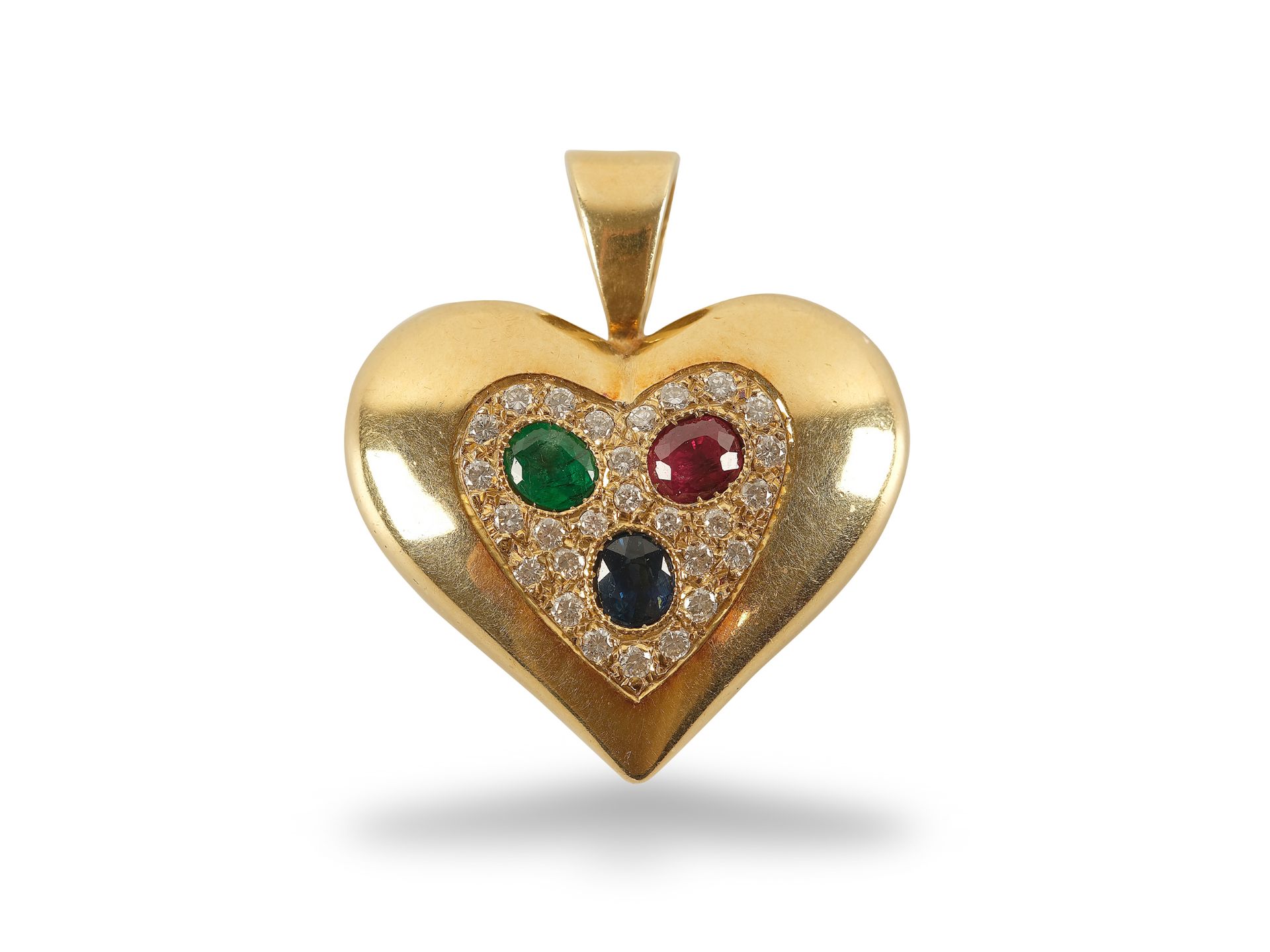 Gold pendant in heart shape, 
20th century, 
14 carat gold