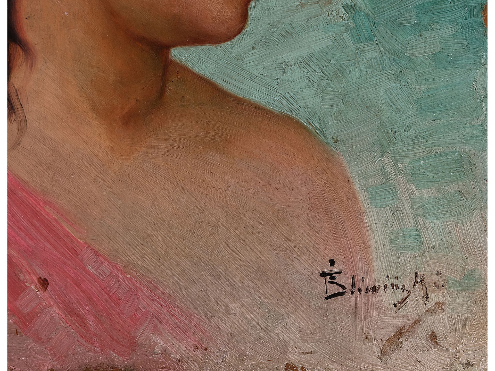 Polish painter, 
T. Sliwinsky, 
Portrait of a southern woman - Image 3 of 4