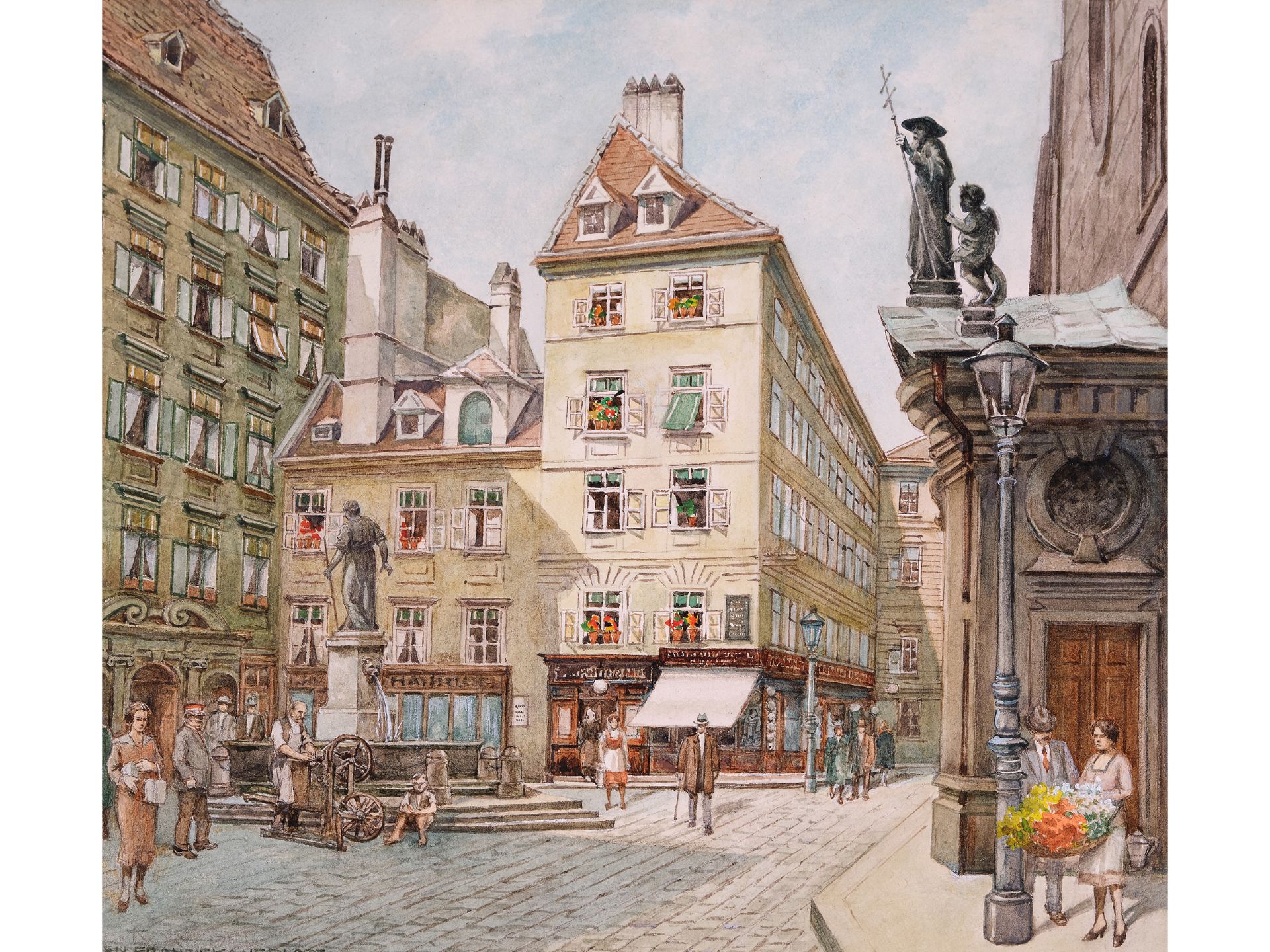 Felix Riedel, 
Vienna 1878 - 1950 Vienna, 
Franziskanerplatz - Image 3 of 6