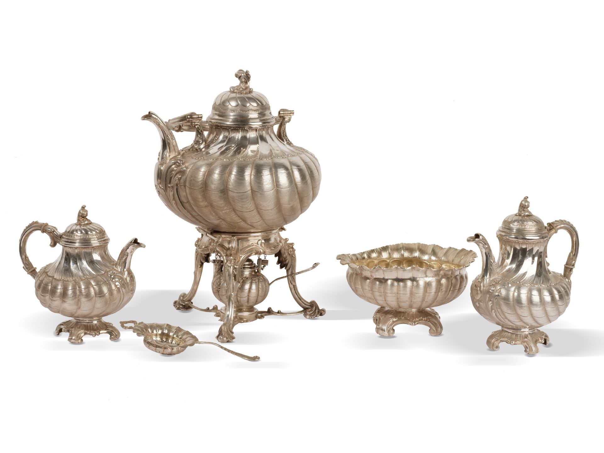 Eduard Wollenweber, Munich, 
Courtly, Silver Tea & Coffee Set, 
Ca. 1900/20