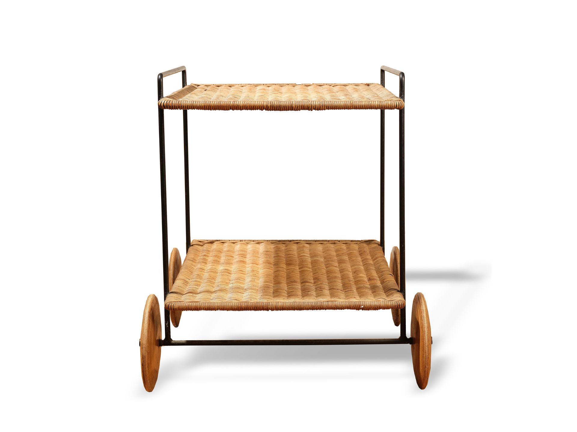 Carl Auböck serving trolley, 
Vienna 1900 - 1957 Vienna, 
Iron - rattan - Image 2 of 3