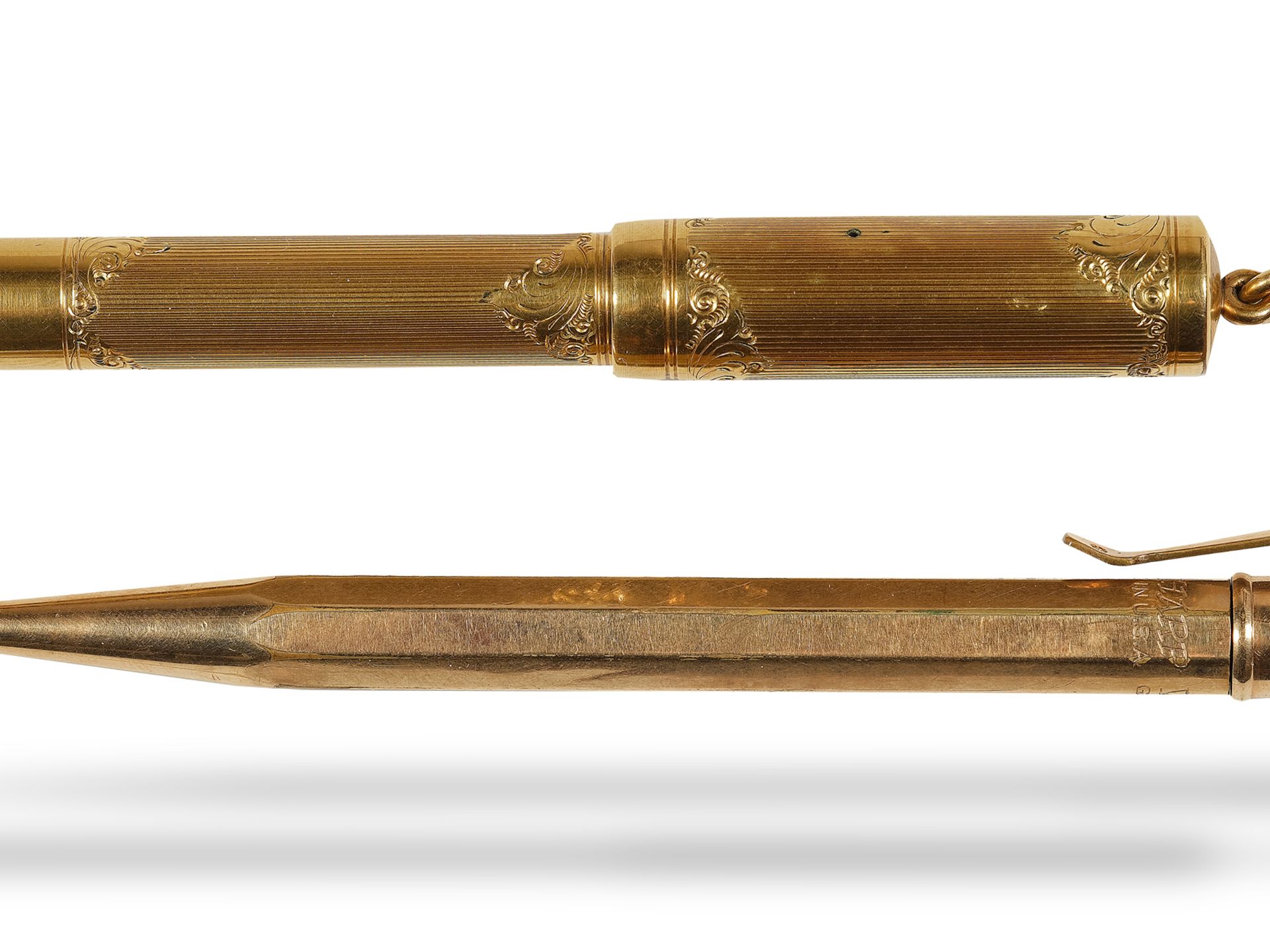 Fountain Pen & Ballpoint Pen, 
Ca. 1920, 
Gilt metal