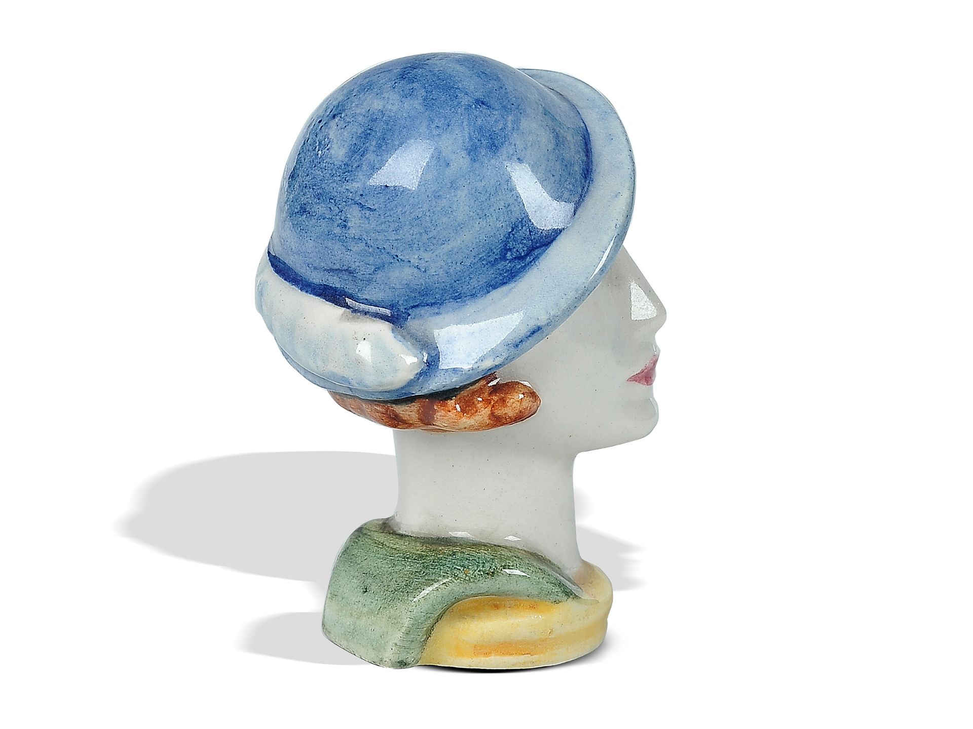 Lady with hat, 
Ceramics, 
Light clay, colorfully painted, glazed - Image 4 of 6