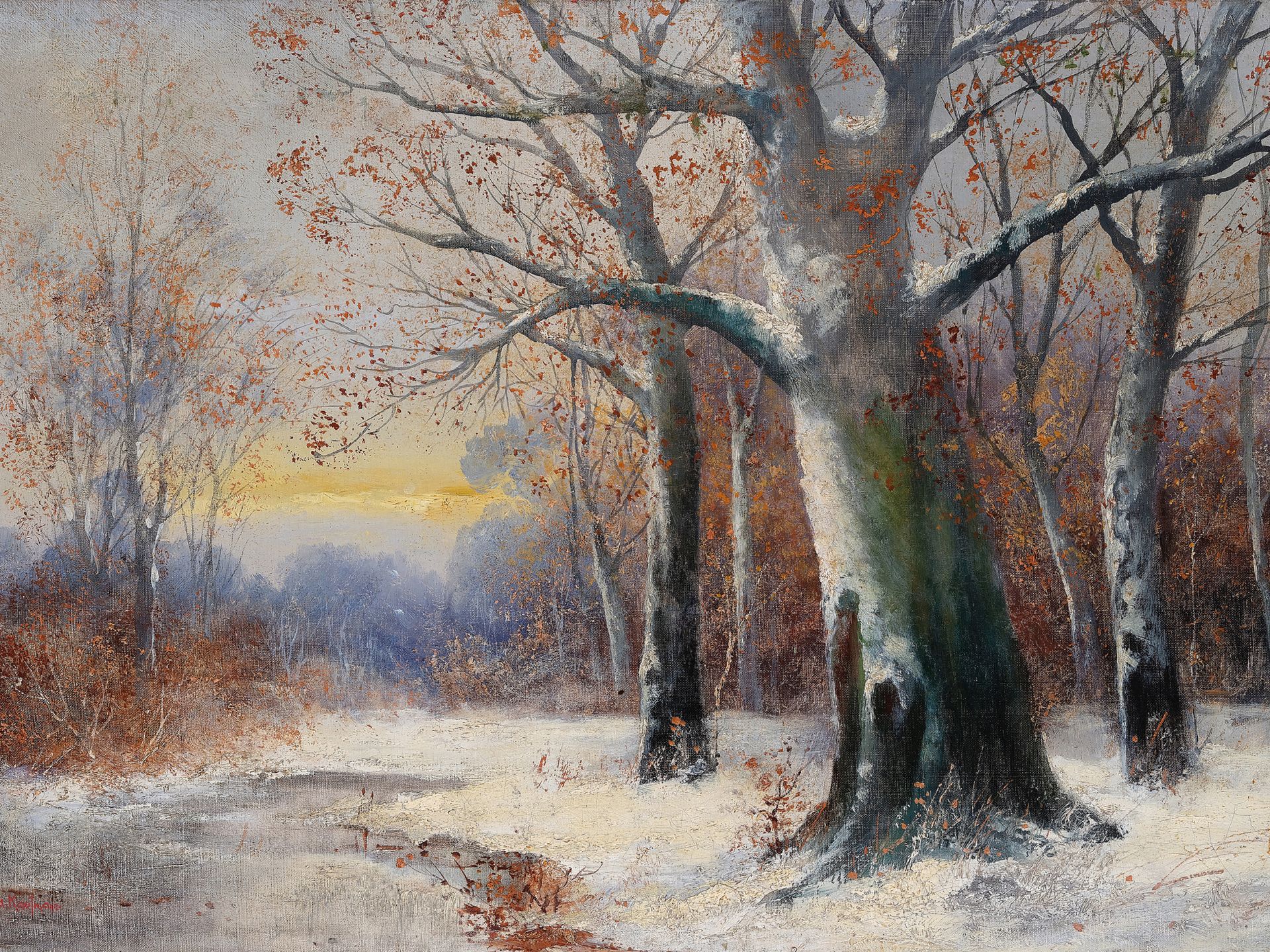 Adolf Kaufmann, 
Troppau 1848 - 1916 Vienna, 
Winter forest