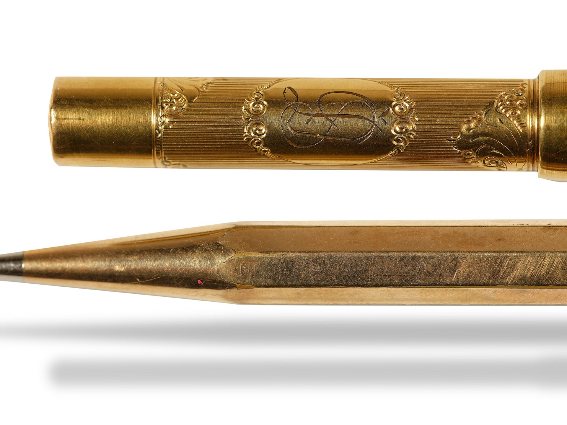 Fountain Pen & Ballpoint Pen, 
Ca. 1920, 
Gilt metal - Image 2 of 2