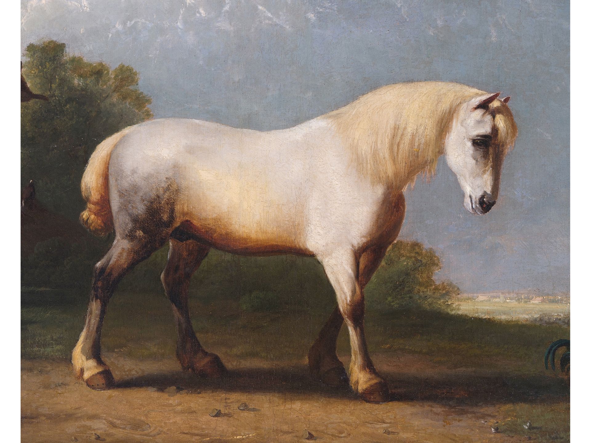 Francis von der Bouch?, Dutch painter, 19th century, White horse in landscape - Image 3 of 7