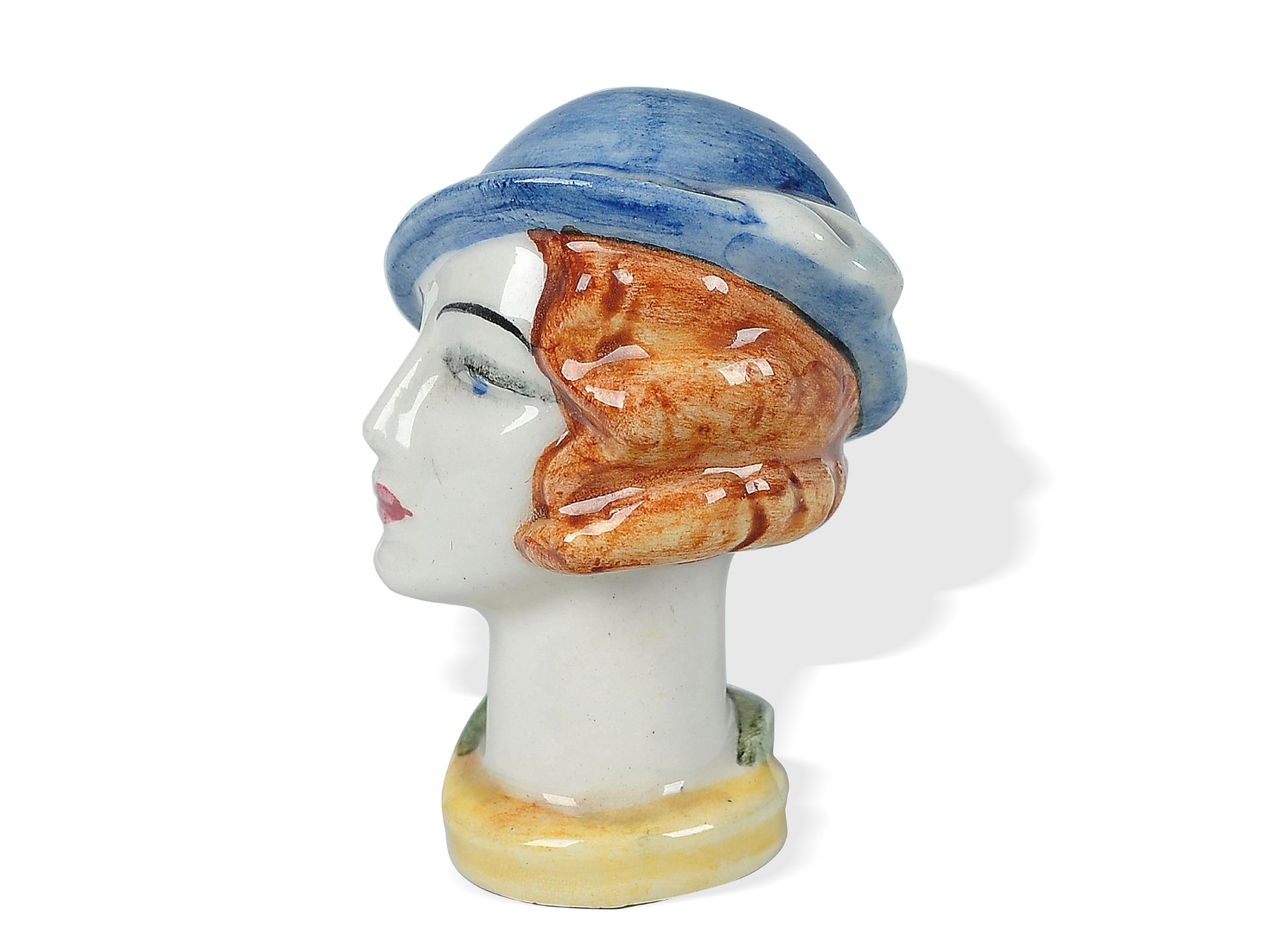 Lady with hat, 
Ceramics, 
Light clay, colorfully painted, glazed - Image 2 of 6