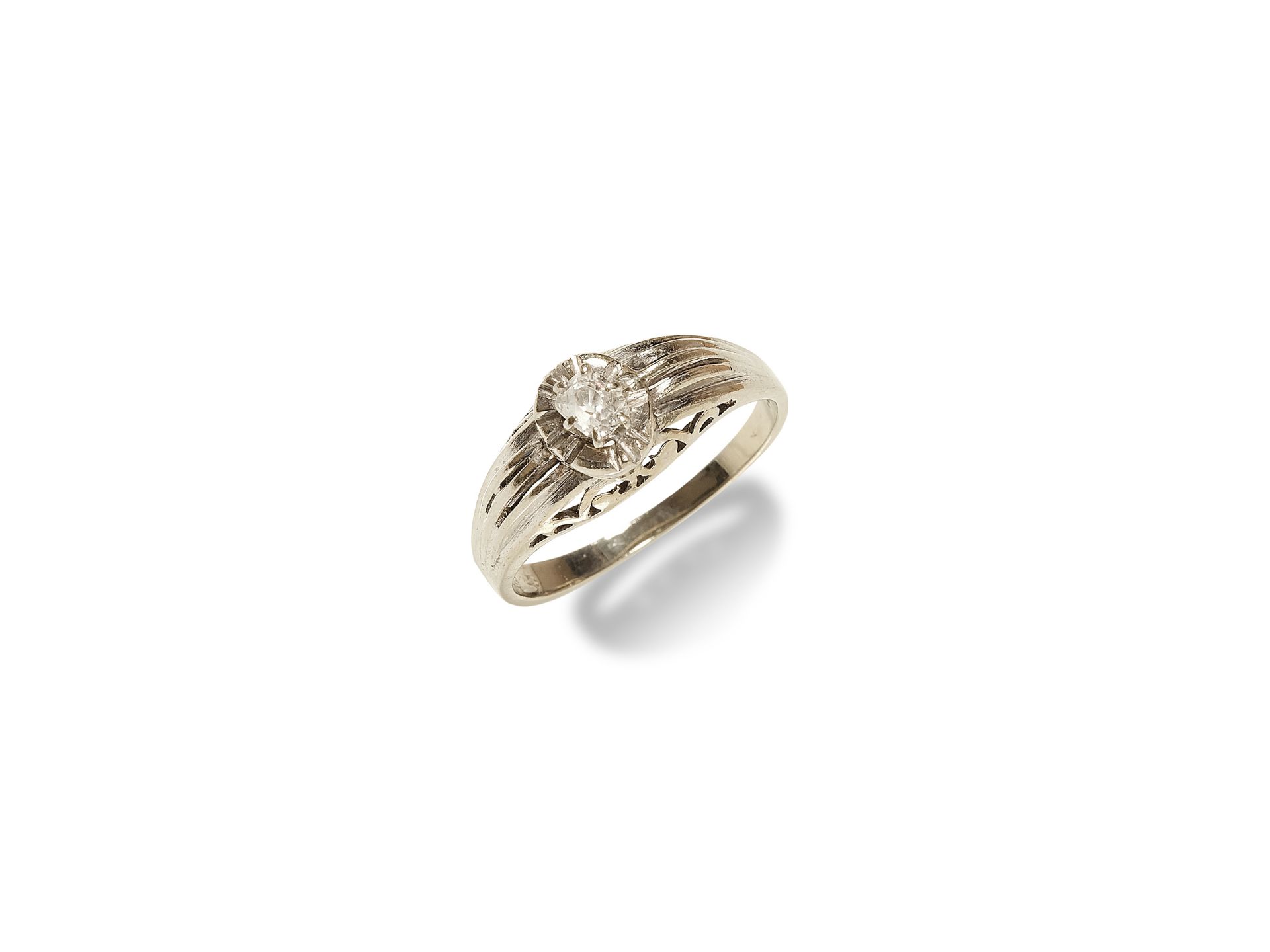 Ladies ring, 
White gold, 14 carat, 
Brilliant solitaire