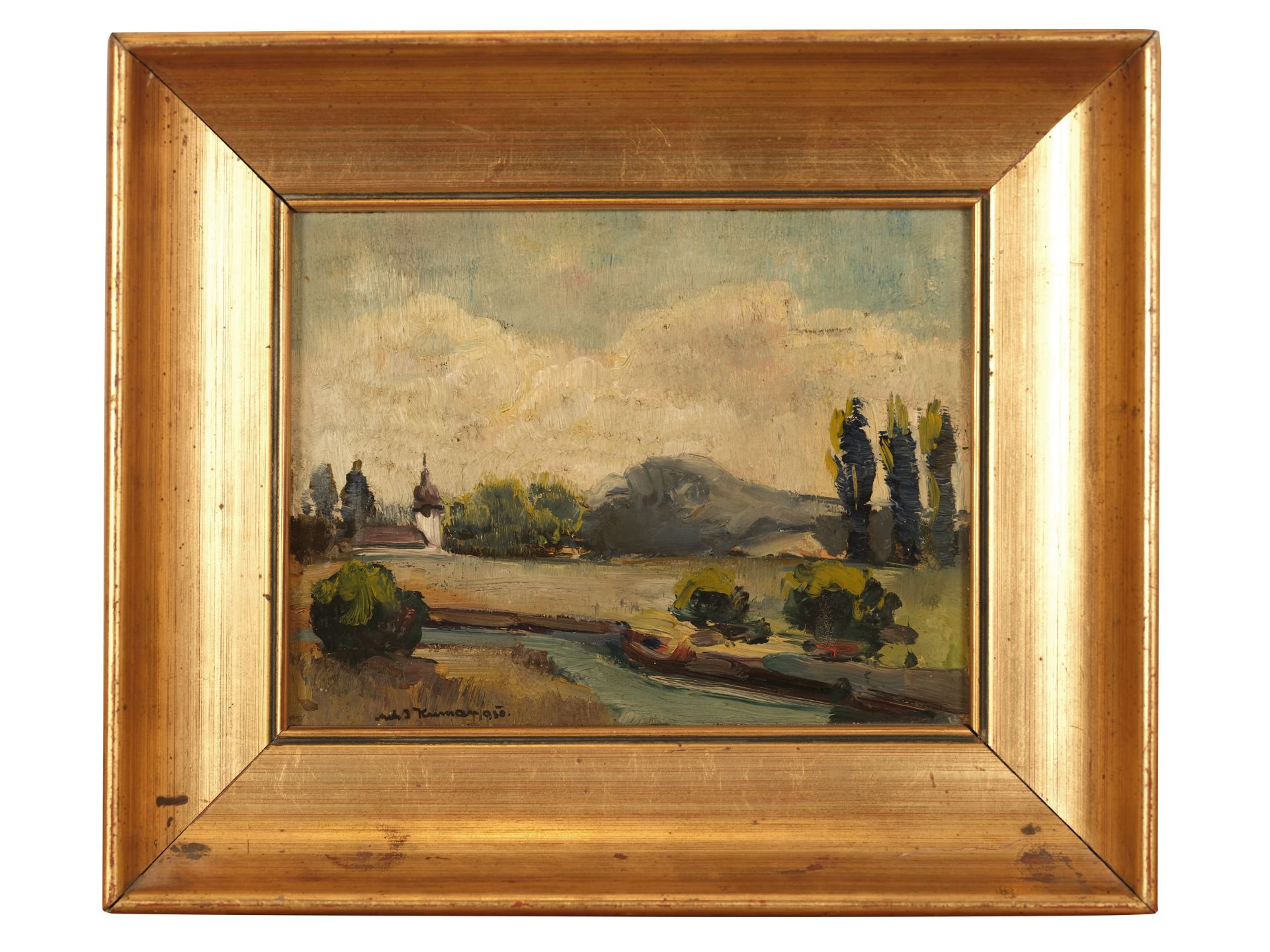 Tschechischer Maler, Tschechische Landschaft, Öl auf Karton  - Bild 2 aus 4