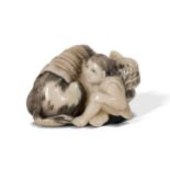 Netsuke, Mann mit Ochs, Japan