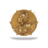 Brosche, Um 1890, 18 kt Gold