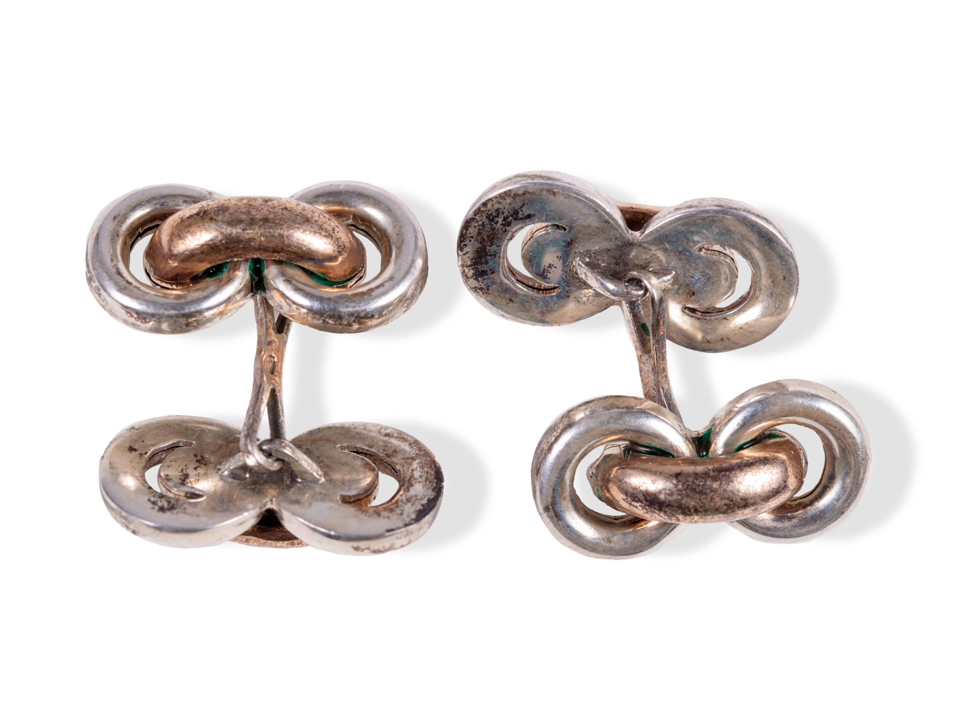 Pair of cufflinks, Silver, In original case - Image 3 of 3
