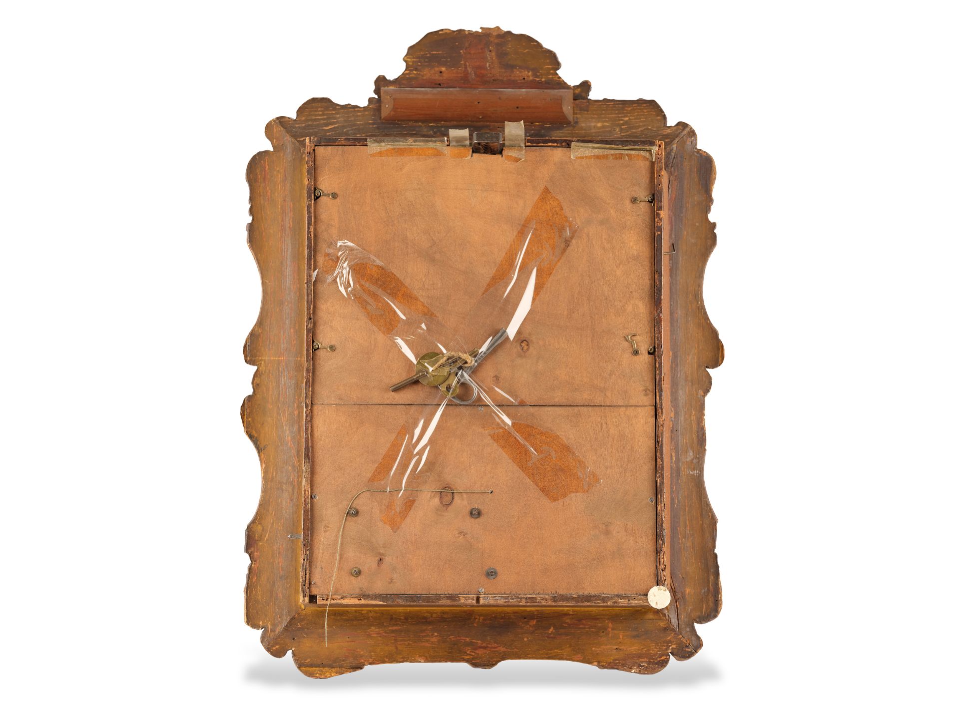 Biedermeier frame clock with musical mechanism, Around 1840/50, Wooden case decorated with relief - Image 4 of 5