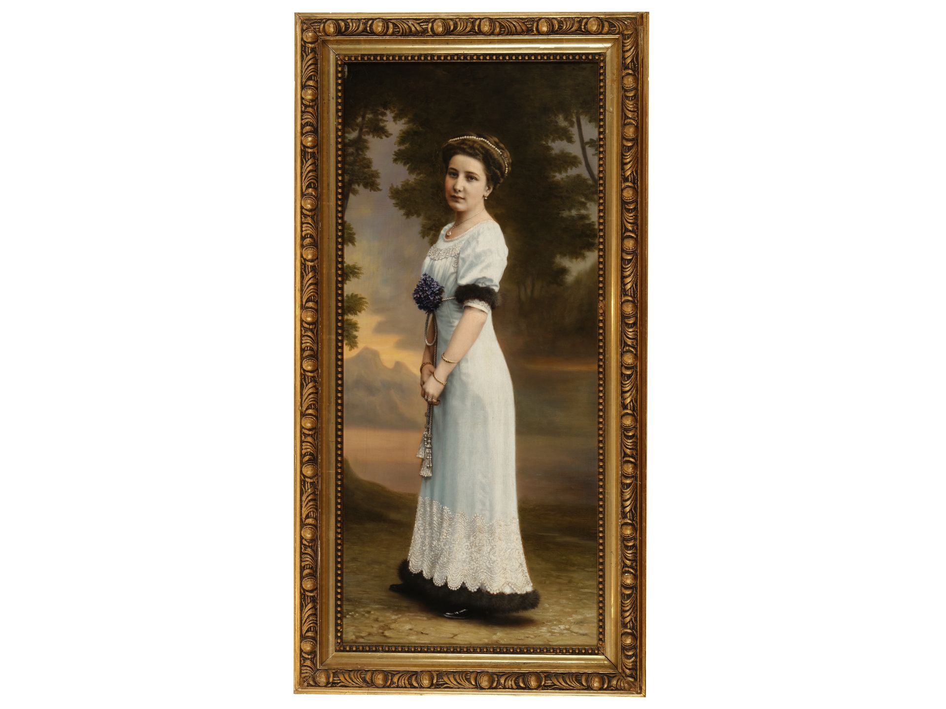 Unbekannter Maler, Portrait einer eleganten jungen Dame, Um 1900  - Bild 2 aus 5