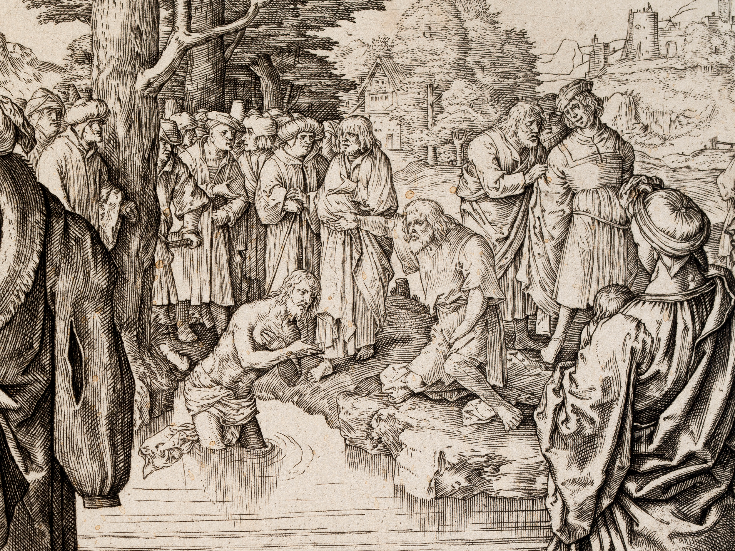 Lucas van Leyden, 1494 - 1533, Taufe Christus im Jordan - Bild 2 aus 7