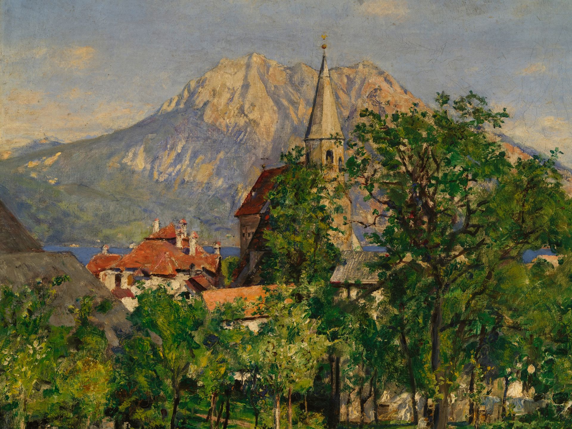 Johann Victor Krämer, Adamsthal 1861 - 1949 Wien, Blick auf Altmünster - Bild 4 aus 6