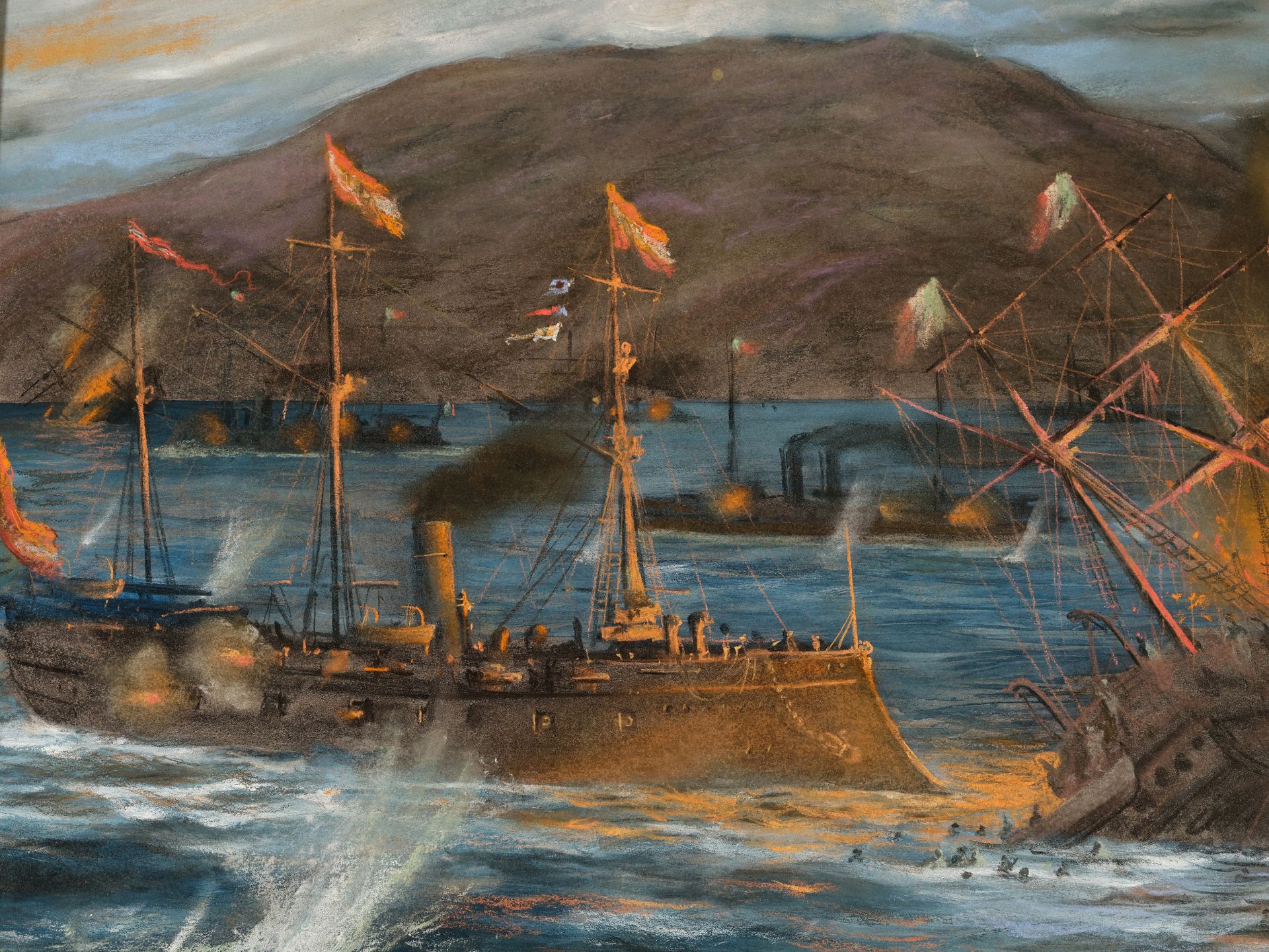 August von Ramberg, Wessely 1866 - 1947 Gmunden, Seeschlacht bei Lissa - Bild 3 aus 7