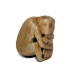 Netsuke, Affe mit Jungem, Japan