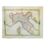 Landkarte, Norditalien, Handkolorierte Lithographie
