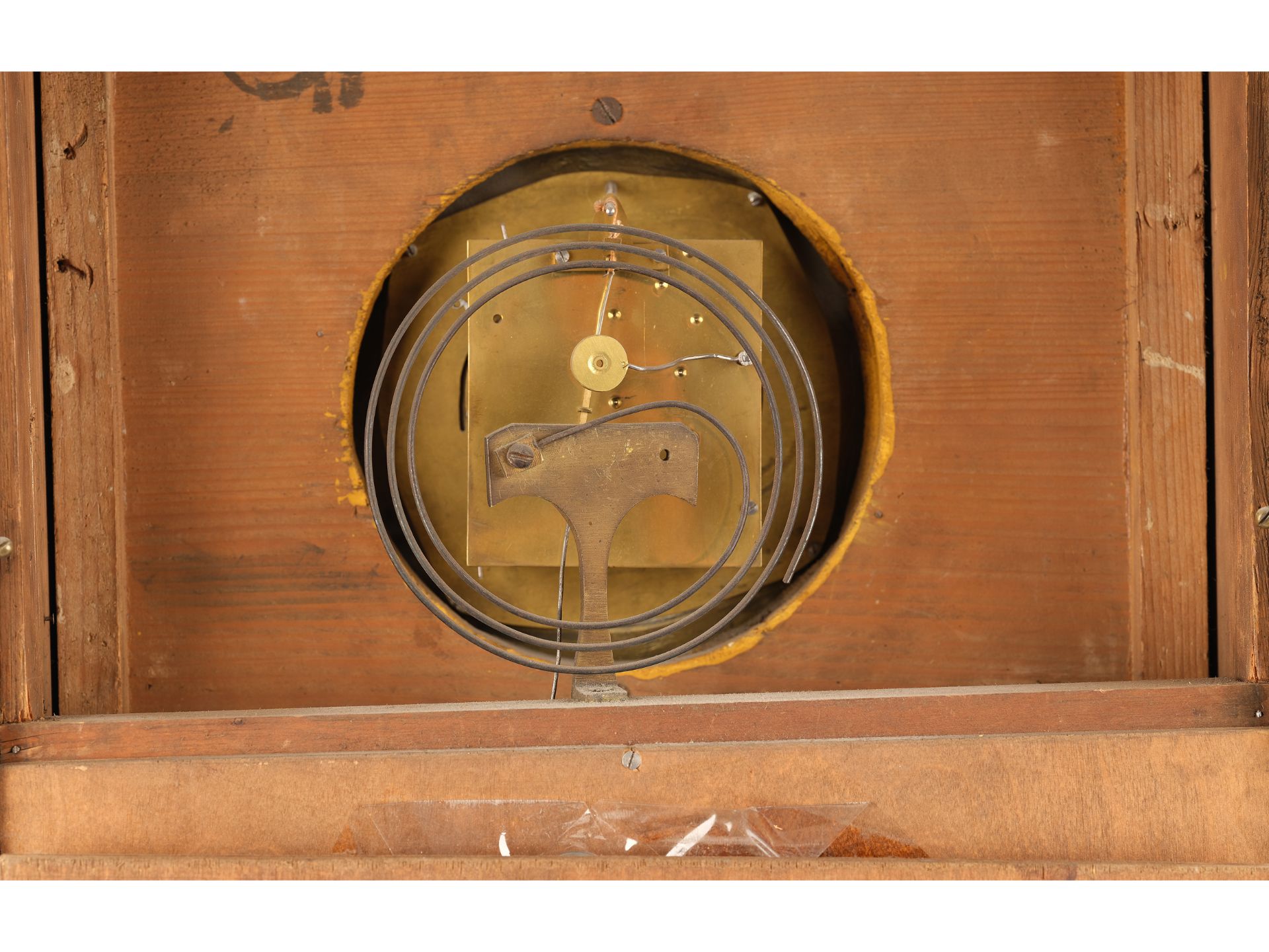 Biedermeier frame clock with musical mechanism, Around 1840/50, Wooden case decorated with relief - Image 5 of 5