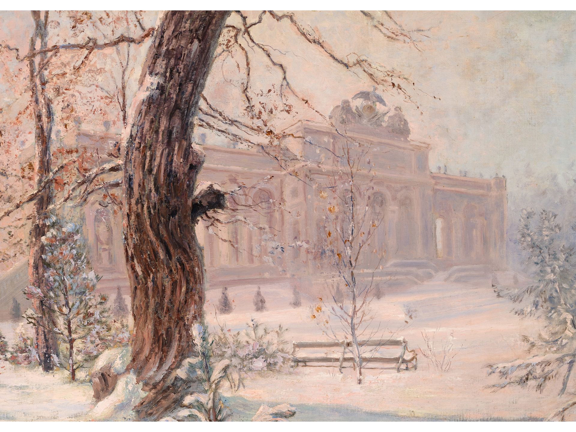 Hans Ranzoni der Ältere, Wien 1868 - 1956 Krems an der Donau, Palais im Winter - Bild 3 aus 5