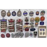 Quantity (40+) of London Transport etc MEDALS & BADGES including 5 x 1930s solid sterling silver