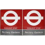 1990s London Transport enamel BUS STOP FLAG ('Request'), an E3 version with locational vinyl '