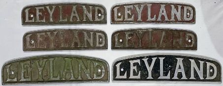 Selection (6) of 1930s/40s Leyland cast-alloy BUS RADIATOR PLATES, 4 standard size and 2 somewhat