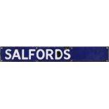 Southern Railway enamel DEPARTURE INDICATOR PLATE 'Salfords', probably from the departures board