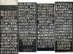 1977 Sheffield Corporation bus DESTINATION BLIND. A complete, linen blind in very good ex-use