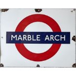 1950s/60s London Underground enamel PLATFORM BULLSEYE SIGN from Marble Arch station on the Central