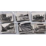 Large quantity (c450) of b&w, mostly postcard-size RAILWAY PHOTOGRAPHS, nearly all appear to be