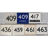 Quantity (7) of London Transport/London Country bus stop enamel E-PLATES, all from the Southern