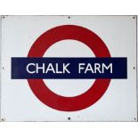 1950s/60s London Underground enamel PLATFORM BULLSEYE SIGN from Chalk Farm station on the Northern
