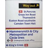 London Underground directional SIGN from King's Cross St Pancras station showing the way out and