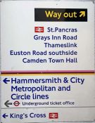 London Underground directional SIGN from King's Cross St Pancras station showing the way out and