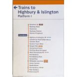 London Overground enamel PLATFORM DIAGRAM from Canonbury Station 'Trains to Highbury & Islington,