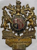 c1910-1920 brass & enamel ROYAL WARRANT VEHICLE BADGE. No maker's name but very likely from a
