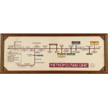 1957 London Underground Metropolitan Line CAR DIAGRAM from compartment stock, mounted and glazed