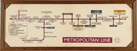 1957 London Underground Metropolitan Line CAR DIAGRAM from compartment stock, mounted and glazed