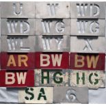 Quantity (17) of London Transport bus GARAGE ALLOCATION STENCIL PLATES for the following: Upton