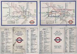 Pair of 1933 London Underground Beck 1st-edition diagrammatic card POCKET MAPS with the famous cover
