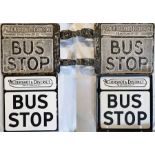 Pair of Aldershot & District Traction Co Ltd BUS STOP FLAGS, the first a c1930s-50s cast-alloy