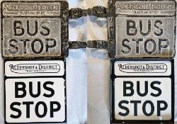 Pair of Aldershot & District Traction Co Ltd BUS STOP FLAGS, the first a c1930s-50s cast-alloy