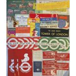 Quantity (80+) of London Transport etc 1960s/70s EPHEMERA including Dolly Bus/Coach Stop stickers,