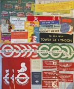 Quantity (80+) of London Transport etc 1960s/70s EPHEMERA including Dolly Bus/Coach Stop stickers,