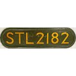 London Transport STL bus BONNET FLEETNUMBER PLATE from Country Area 'roofbox' STL 2182. The original