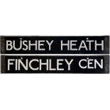 London Underground 38-Tube Stock enamel CAB DESTINATION PLATE for Bushey Heath / Finchley Cen on the
